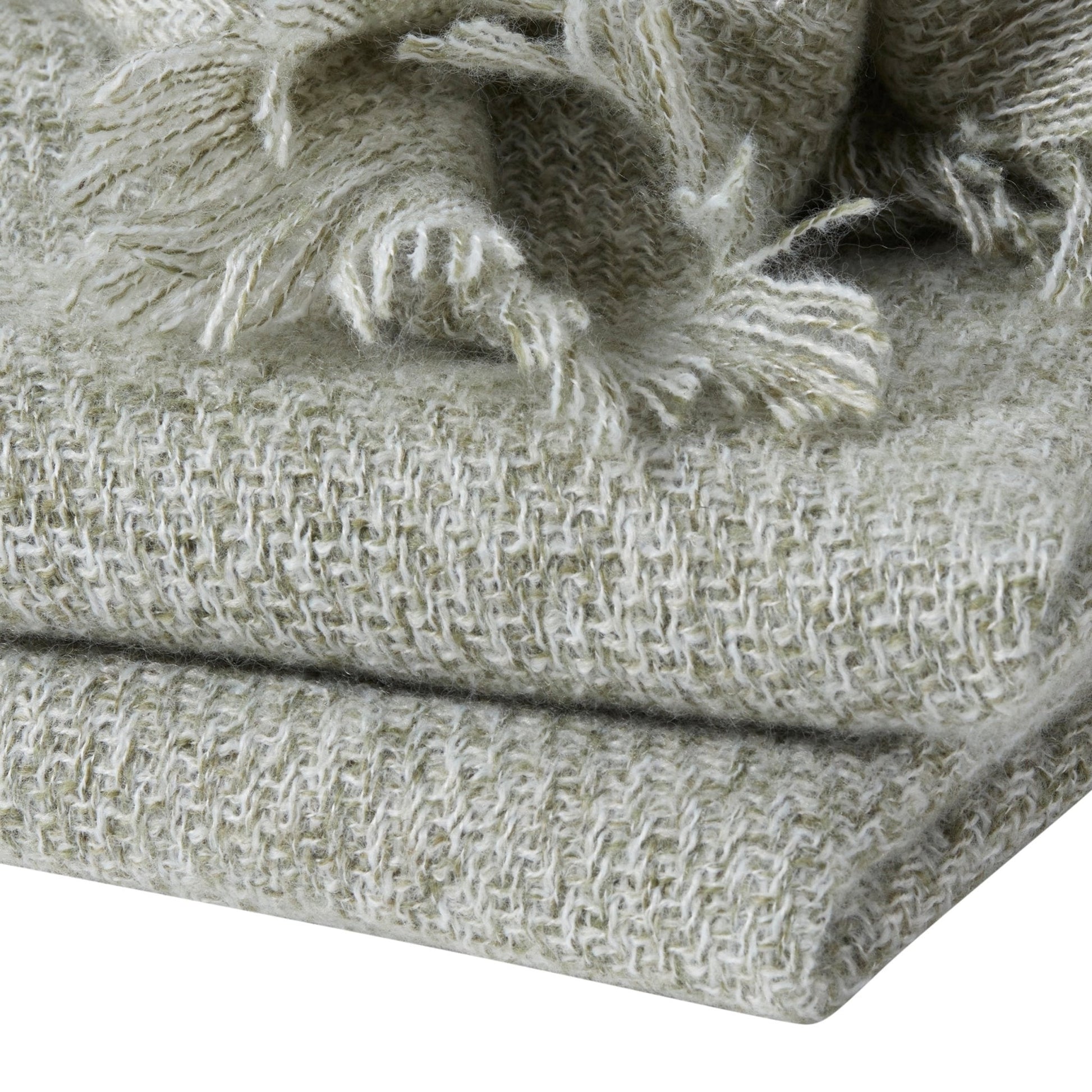 Super Soft Marled Tassel Sofa Throw - Dark Green - DUSK