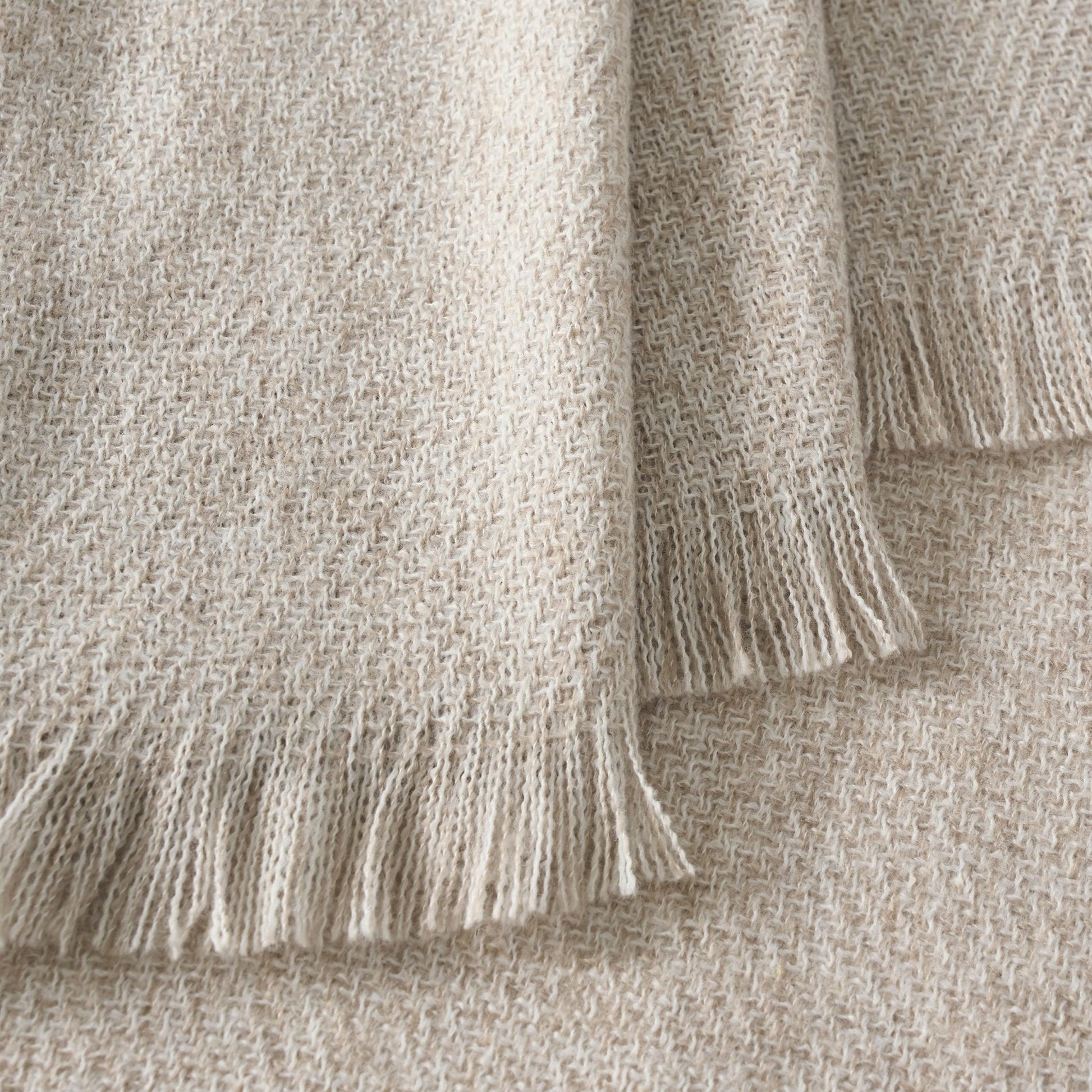 Super Soft Marled Tassel Sofa Throw - Natural - DUSK
