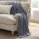 Super Soft Marled Tassel Sofa Throw - Navy - DUSK