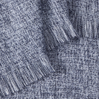 Super Soft Marled Tassel Sofa Throw - Navy - DUSK