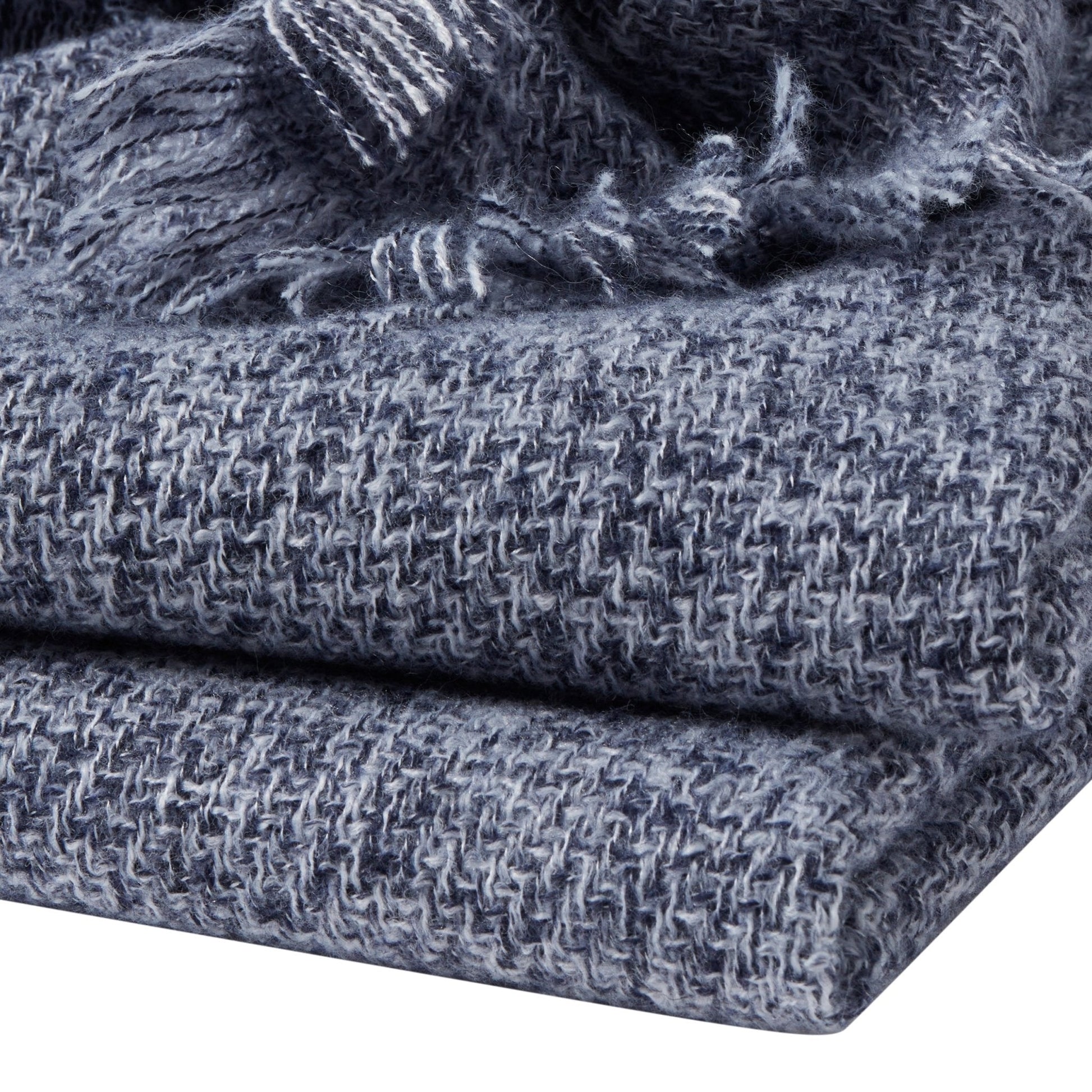 Super Soft Marled Tassel Sofa Throw - Navy - DUSK
