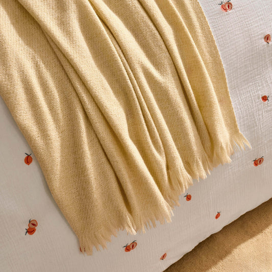 Super Soft Marled Tassel Throw - Butter Yellow - DUSK