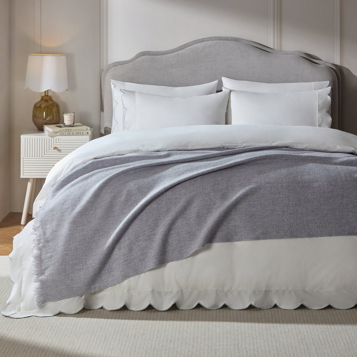 Super Soft Marled Tassel Throw - Light Blue - DUSK