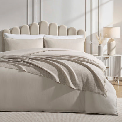 Super Soft Marled Tassel Throw - Stone - DUSK