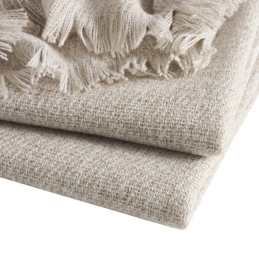Super Soft Marled Tassel Throw - Stone - DUSK
