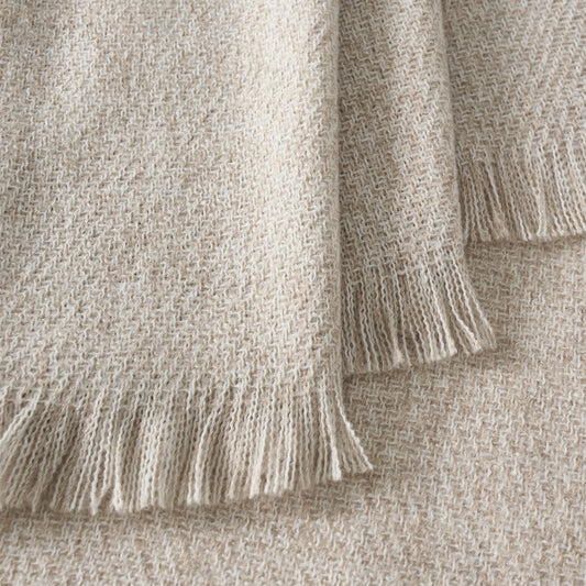Super Soft Marled Tassel Throw - Stone - DUSK