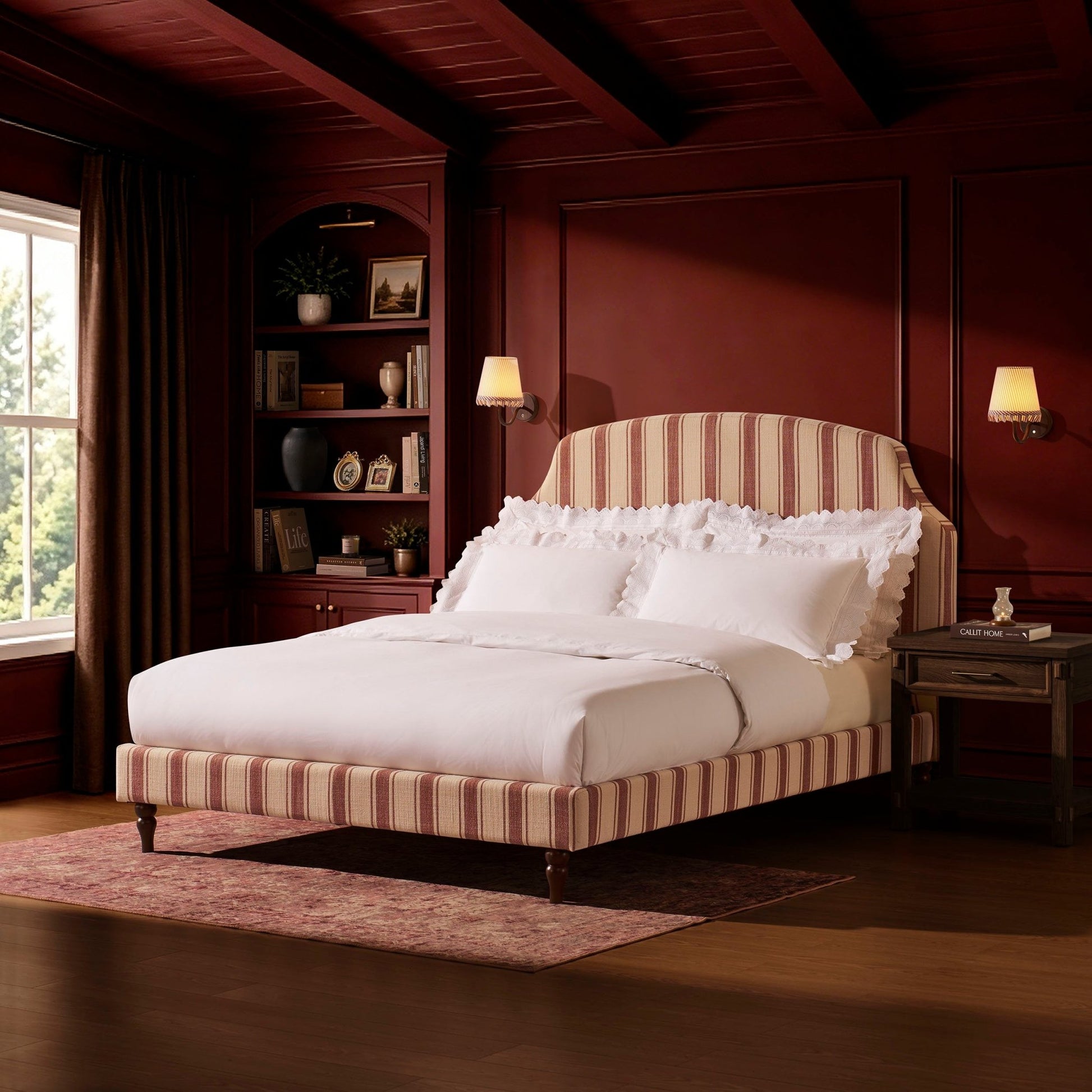 Surrey Bed Frame - Raspberry Stripe - DUSK