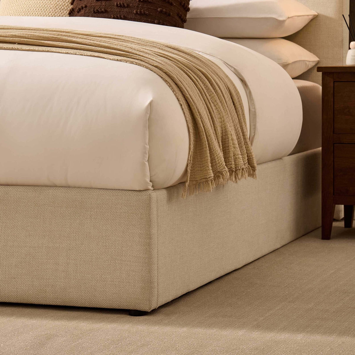 Surrey Ottoman Storage Bed - Beige - DUSK