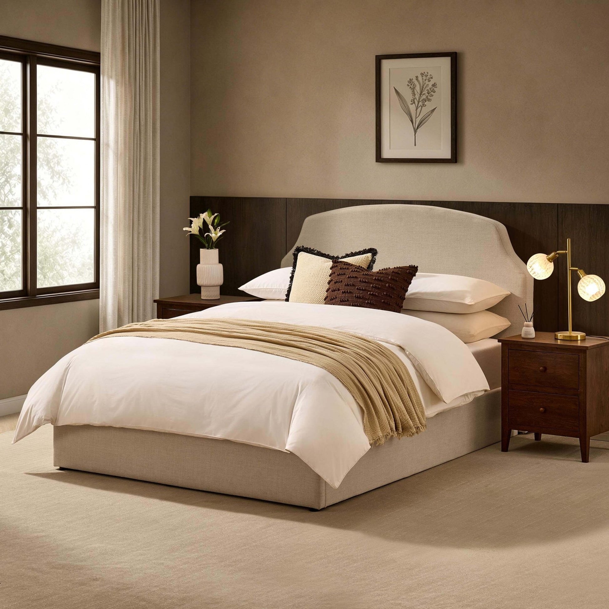 Surrey Ottoman Storage Bed - Beige - DUSK