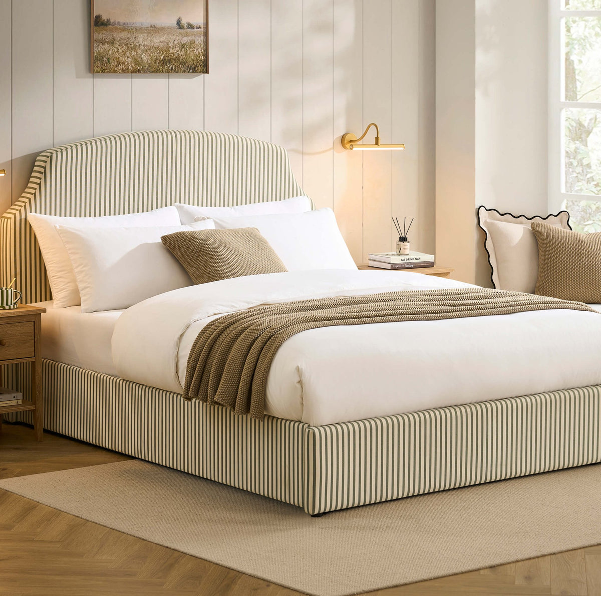 Surrey Ottoman Storage Bed - Sage Stripe - DUSK