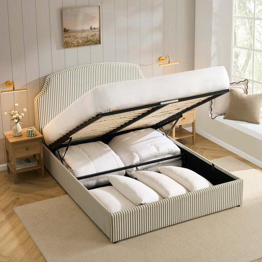 Surrey Ottoman Storage Bed - Sage Stripe - DUSK
