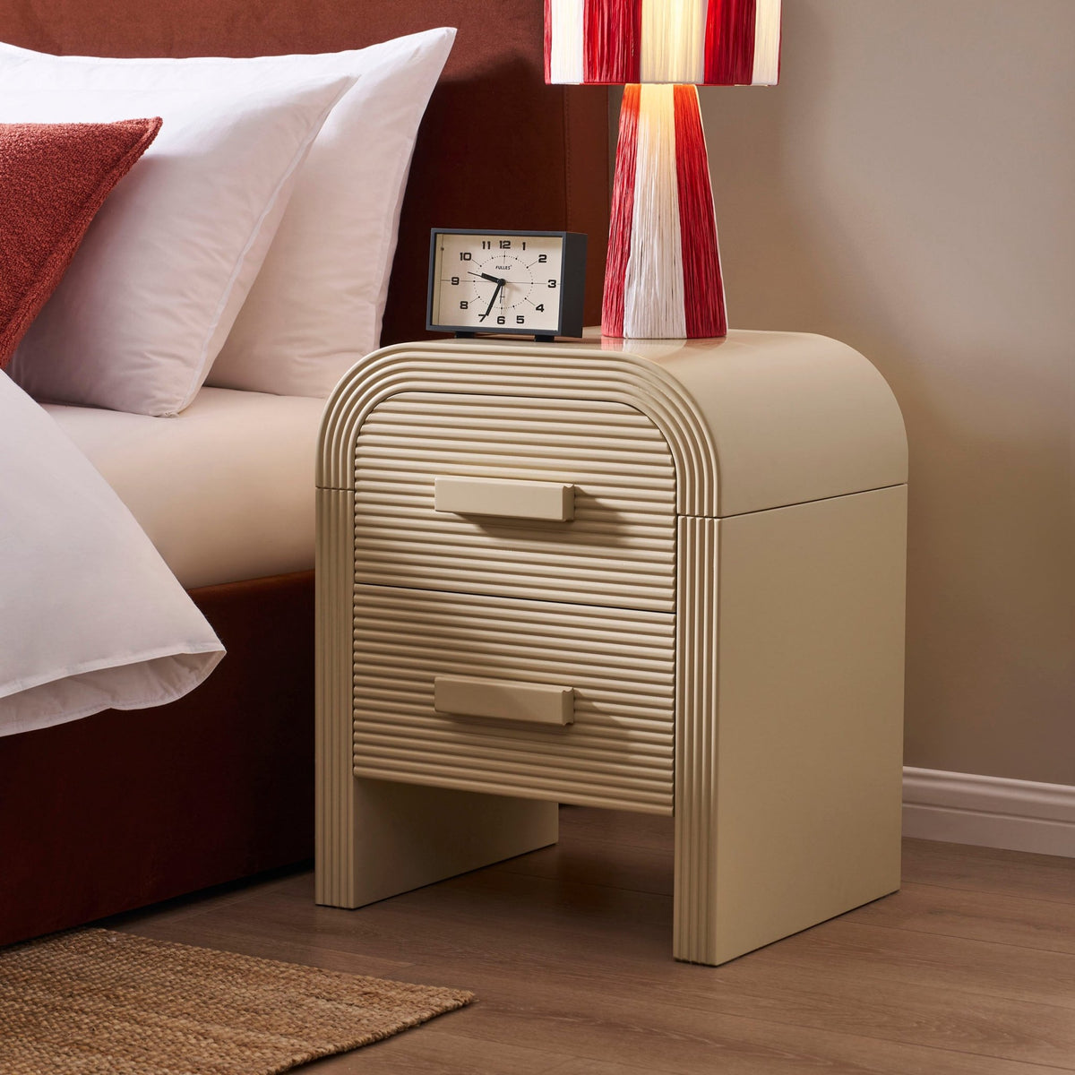 Susie 2 Drawer Bedside Table - Sand - DUSK