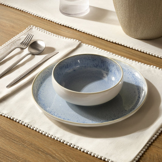 Sutton Stoneware Set of 4 Dinner Plates - Light Blue - DUSK