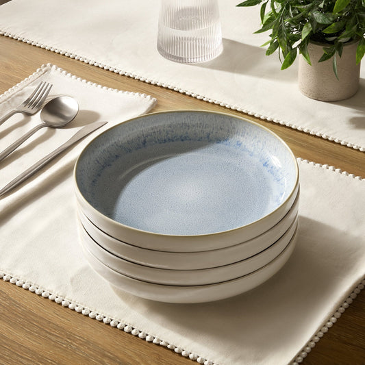Sutton Stoneware Set of 4 Pasta Bowls - Light Blue - DUSK