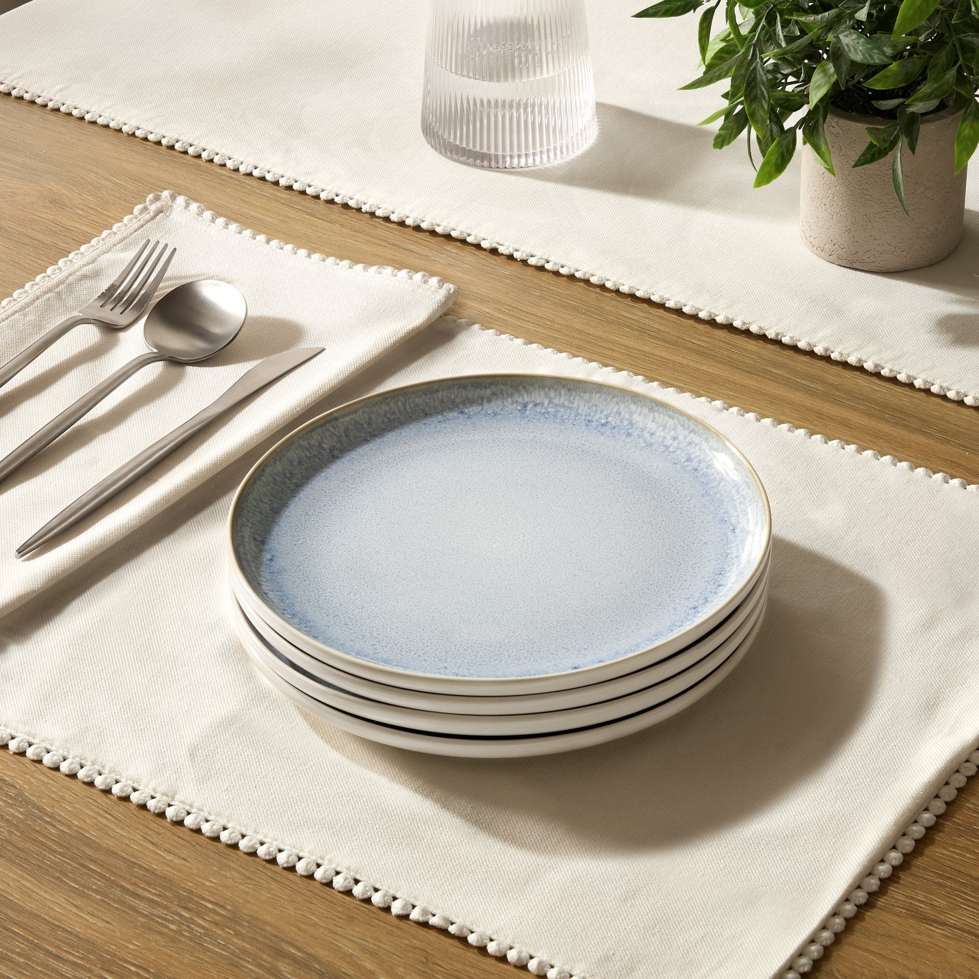 Sutton Stoneware Set of 4 Side Plates - Light Blue - DUSK