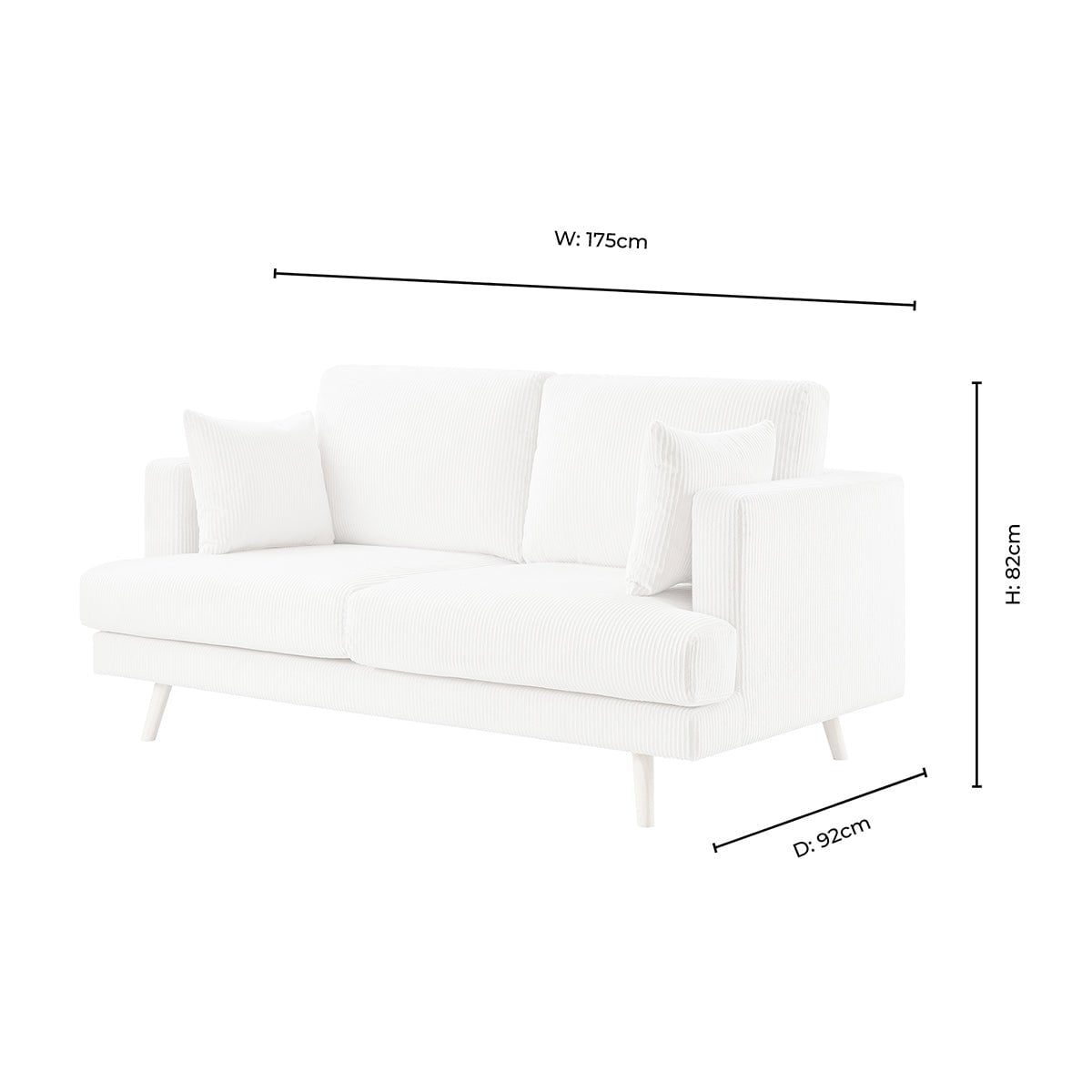 Sweden 2 Seater Sofa - Rib Ecru - DUSK