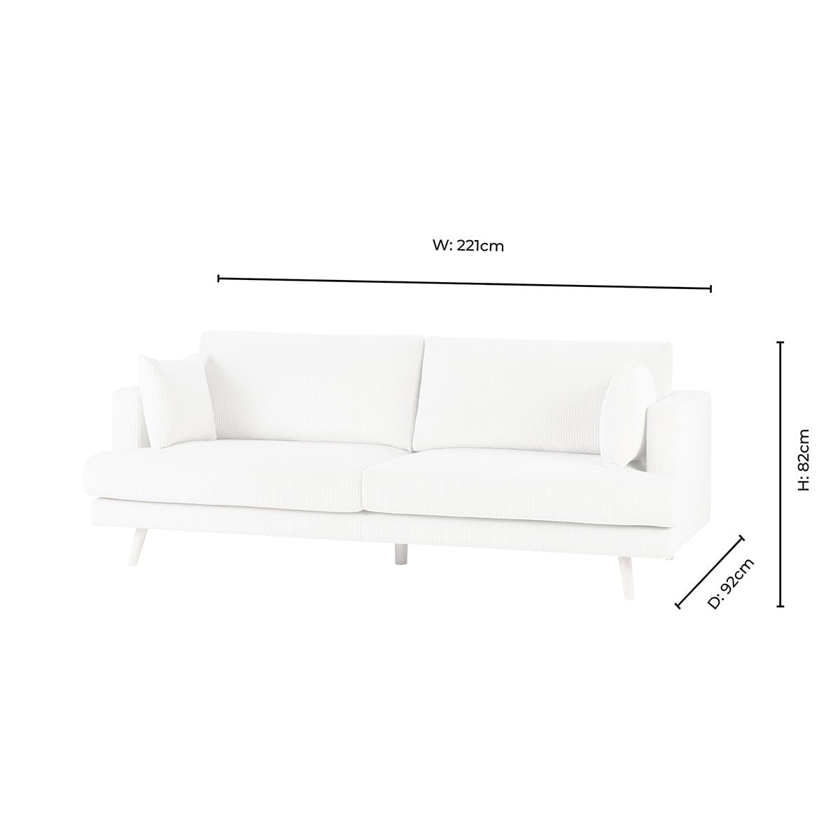 Sweden 3 Seater Sofa - Rib Ecru - DUSK