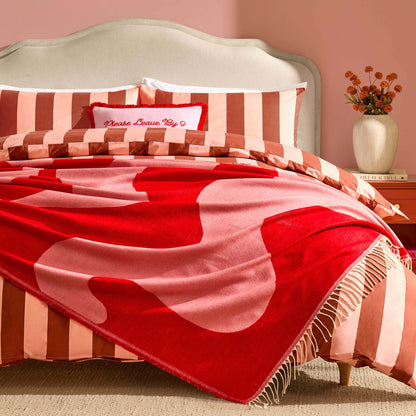 Swirl Contrast Pattern Throw - Pink/Red - DUSK
