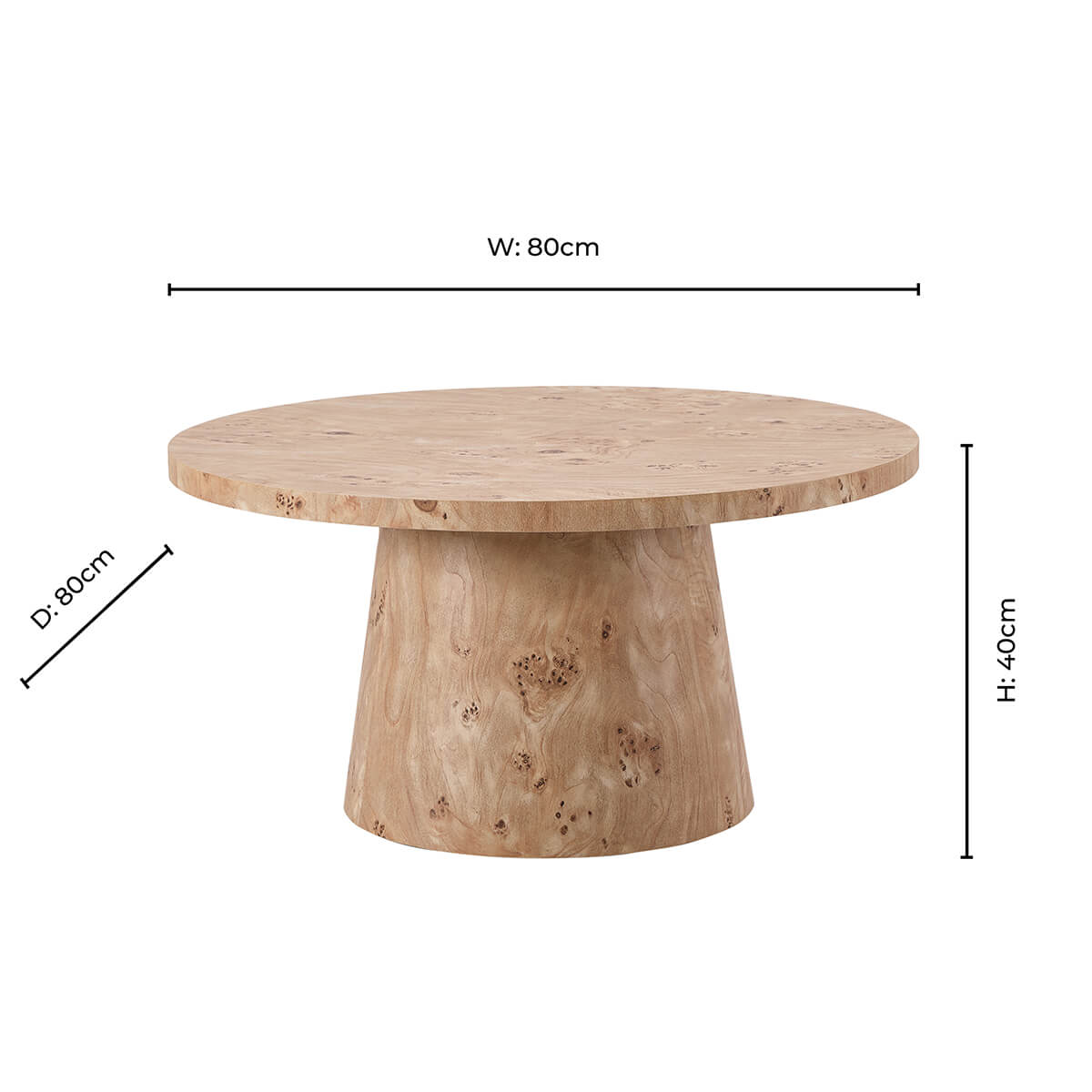 Talia Coffee Table - Light Burl Effect - DUSK