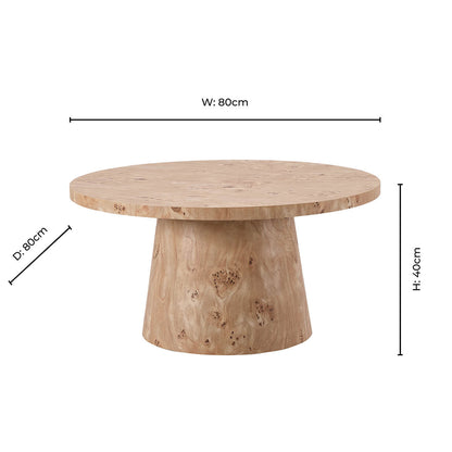 Talia Coffee Table - Light Burl Effect - DUSK