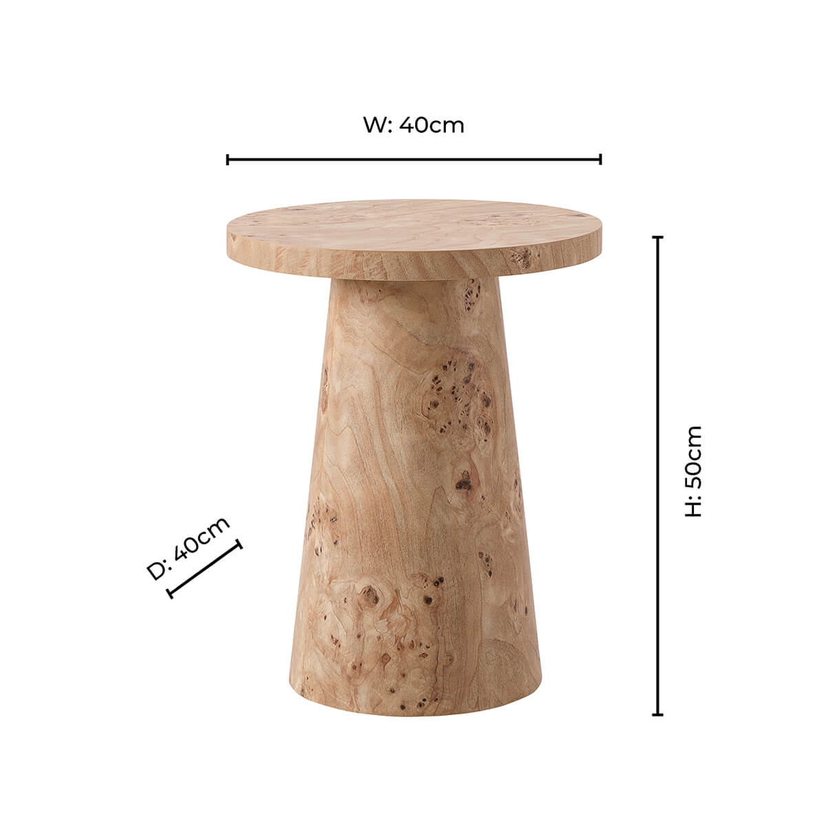 Talia Side Table - Light Burl Effect - DUSK