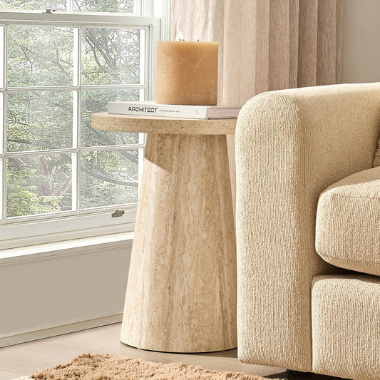 Talia Side Table - Stone Marble Effect - DUSK