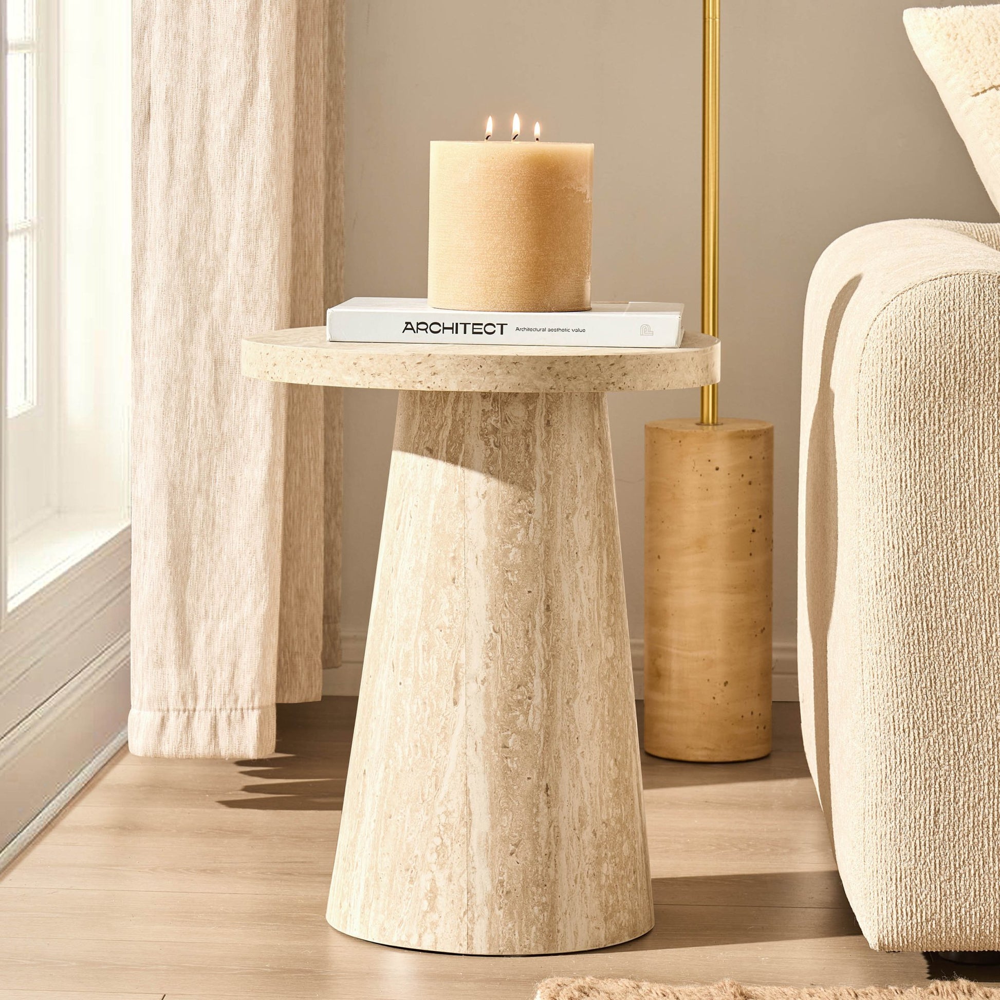 Talia Side Table - Stone Marble Effect - DUSK