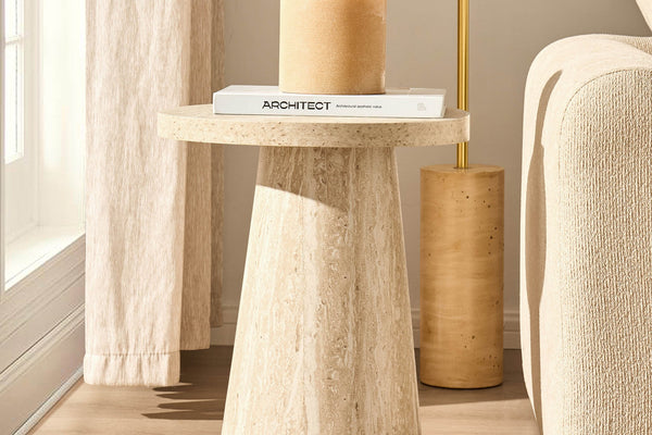 Talia Side Table - Stone Marble Effect - DUSK