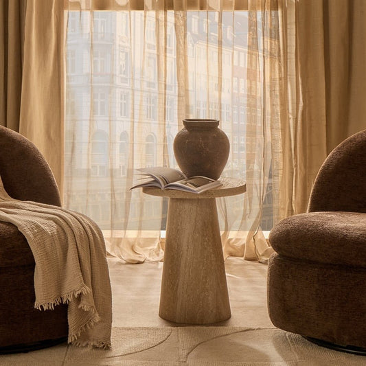 Talia Side Table - Stone Marble Effect - DUSK