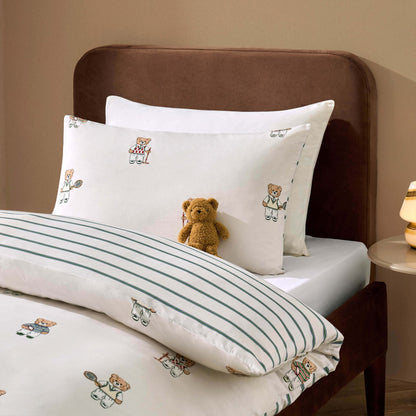 Teddy Bear 100% Cotton Duvet Cover & Pillowcase set - Natural - DUSK