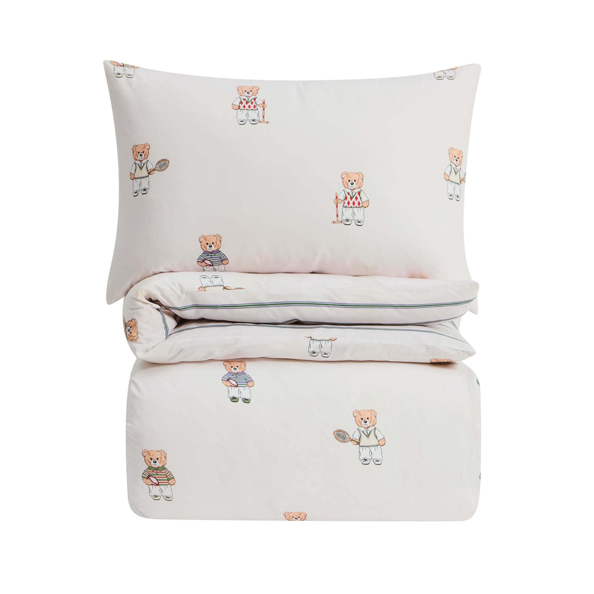 Teddy Bear 100% Cotton Duvet Cover & Pillowcase set - Natural - DUSK