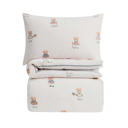 Teddy Bear 100% Cotton Duvet Cover & Pillowcase set - Natural - DUSK