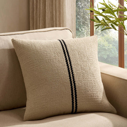 Textured Double Stripe Knit Sofa Cushion Cover - White/Black - DUSK