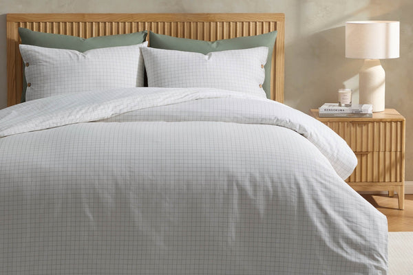 Thea Duvet Cover & Pillowcase Set - Off White/Black - DUSK