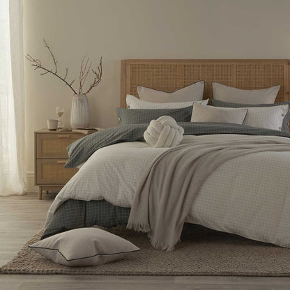 Thea Duvet Cover & Pillowcase Set - Pewter Green - DUSK