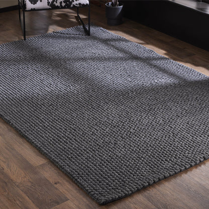 Theo Handwoven Wool Rug - Charcoal - DUSK