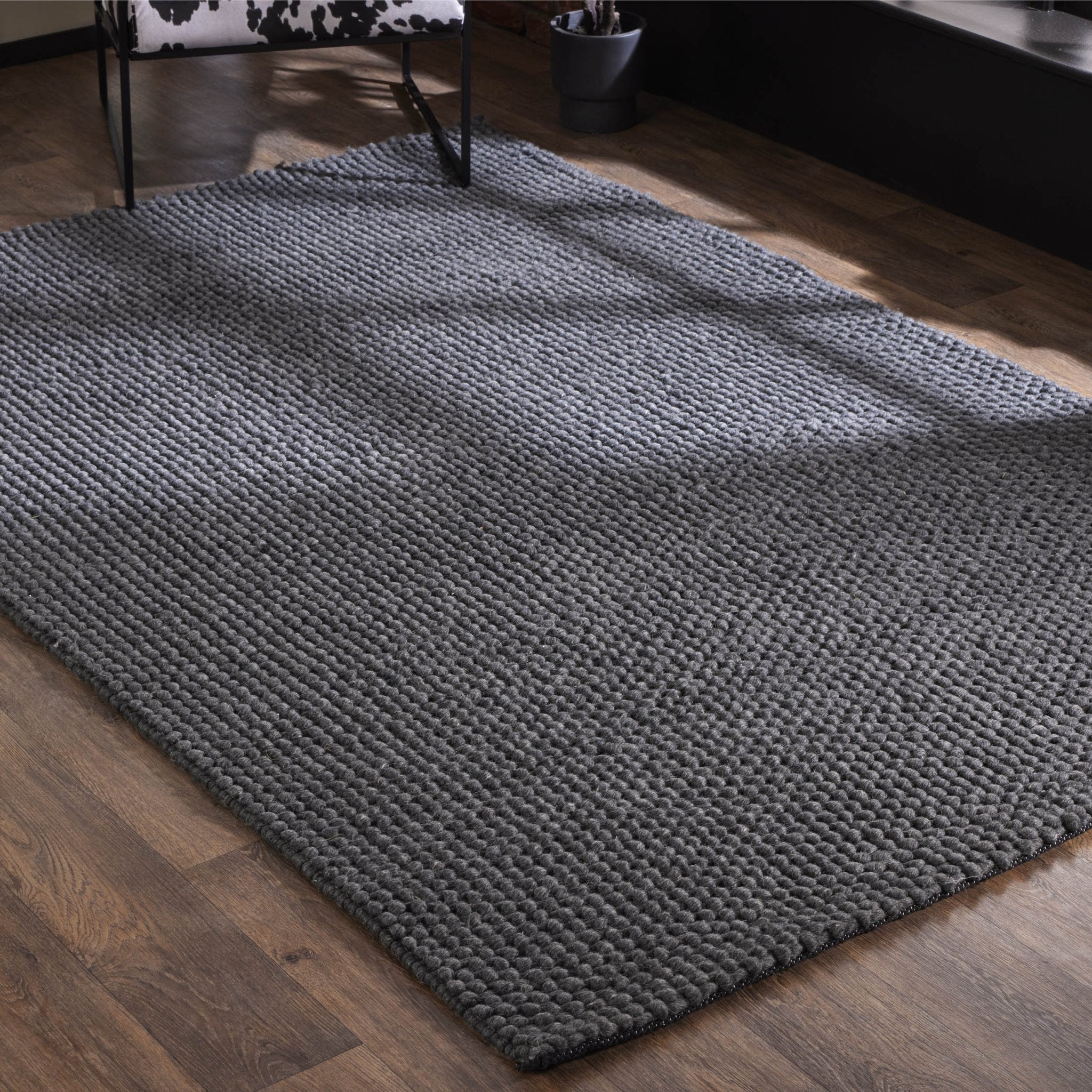 Theo Handwoven Wool Rug - Charcoal – DUSK