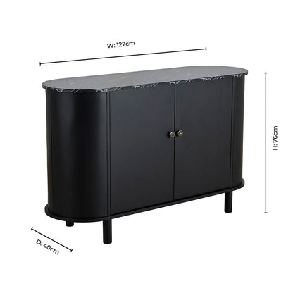 Tilda 2 Door Sideboard - Black/ Marble Top - DUSK