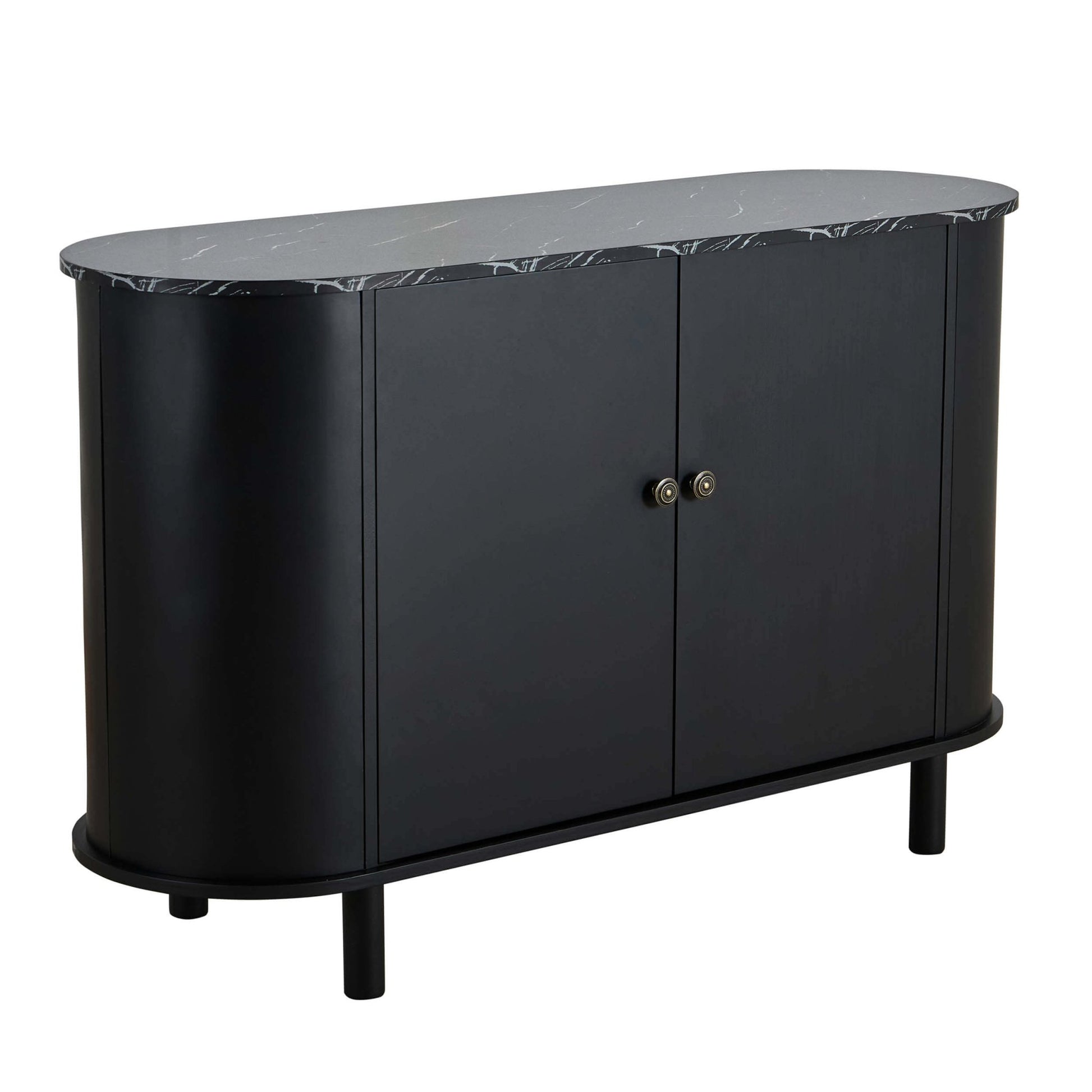 Tilda 2 Door Sideboard - Black/ Marble Top - DUSK