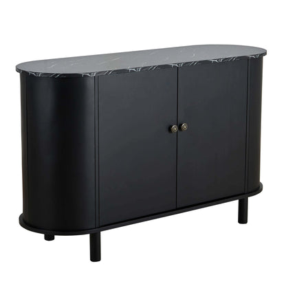 Tilda 2 Door Sideboard - Black/ Marble Top - DUSK
