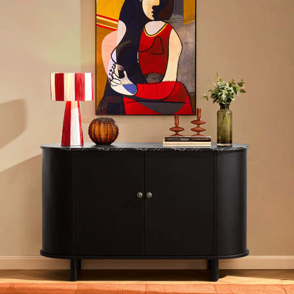 Tilda 2 Door Sideboard - Black/ Marble Top - DUSK