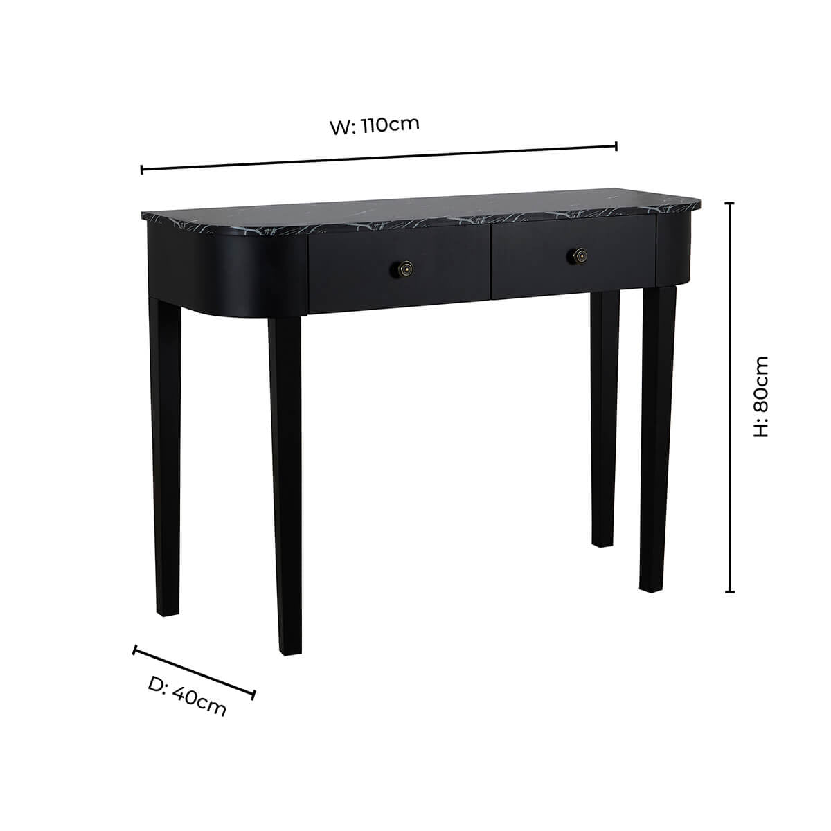 Tilda Console Table - Black/Marble Top - DUSK