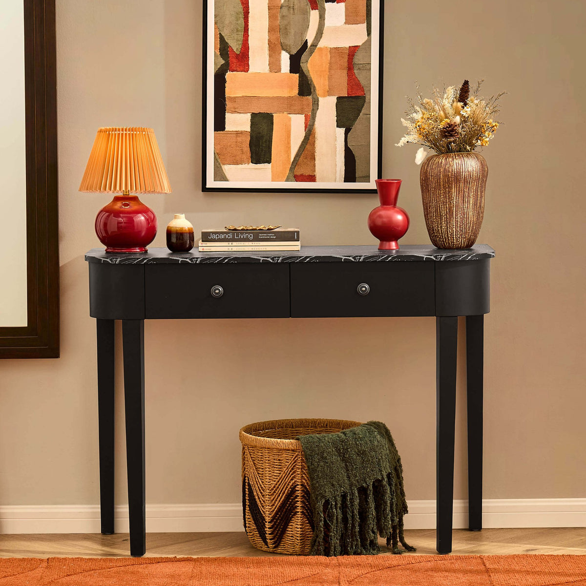 Tilda Console Table - Black/Marble Top - DUSK