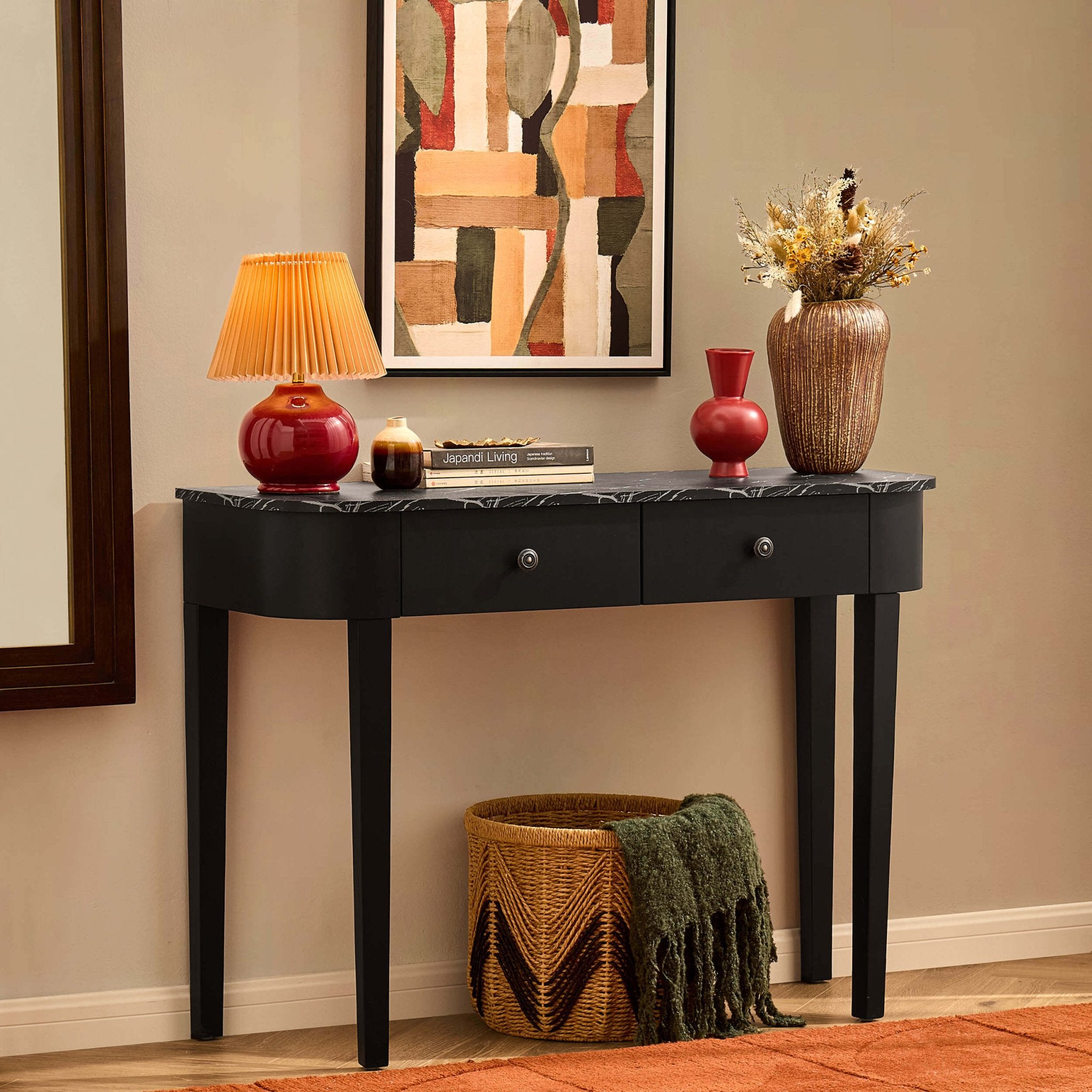 Tilda Console Table - Black/Marble Top - DUSK