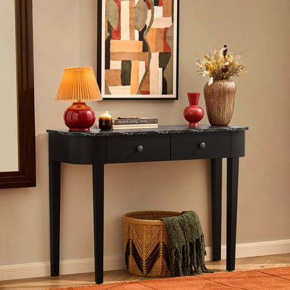 Tilda Console Table - Black/Marble Top - DUSK