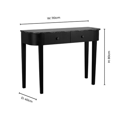 Tilda Console Table - Mid Wood/Marble Top - DUSK