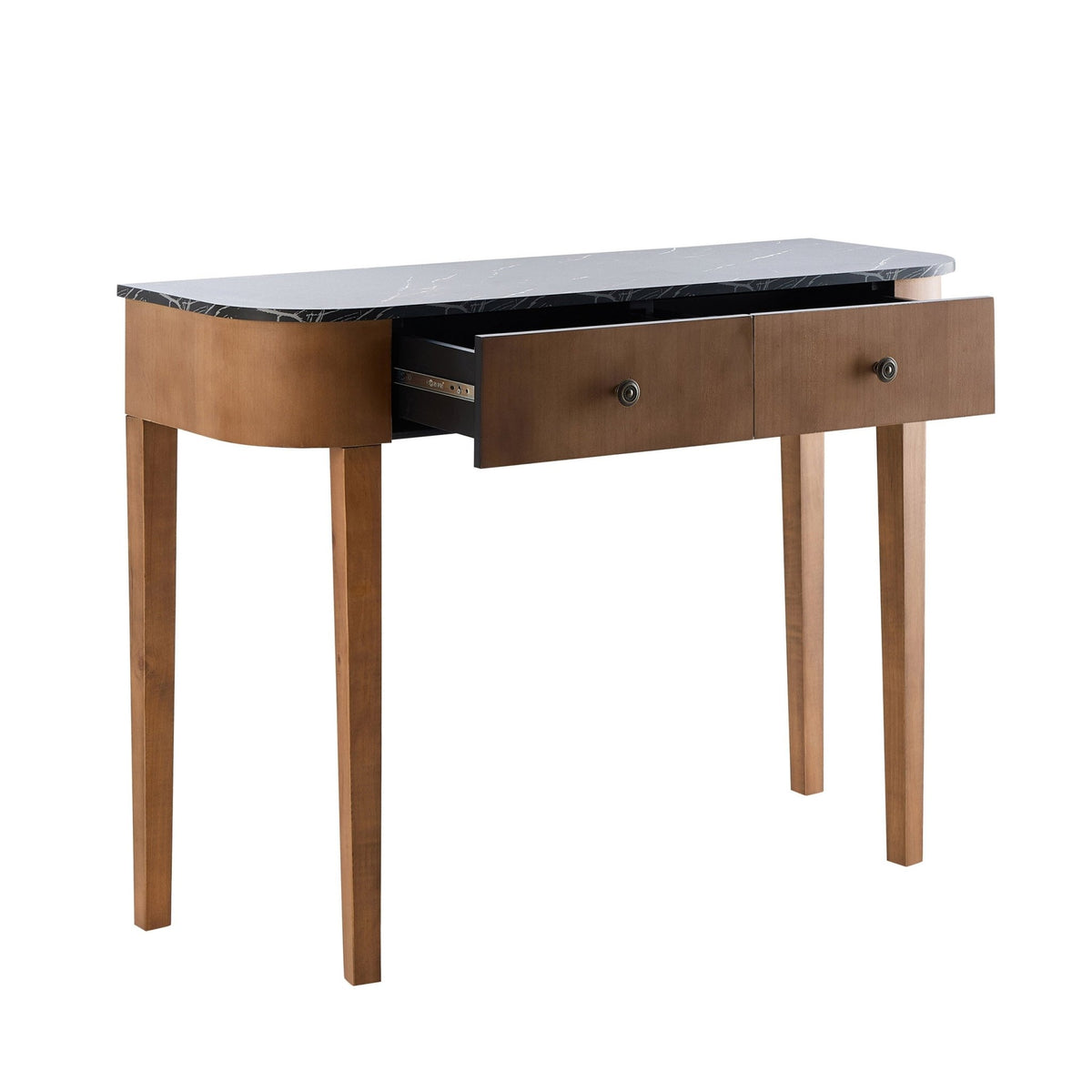 Tilda Console Table - Mid Wood/Marble Top - DUSK