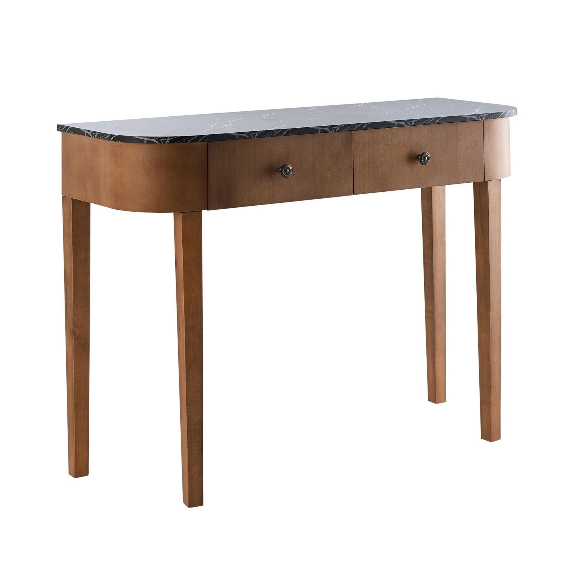 Tilda Console Table - Mid Wood/Marble Top - DUSK