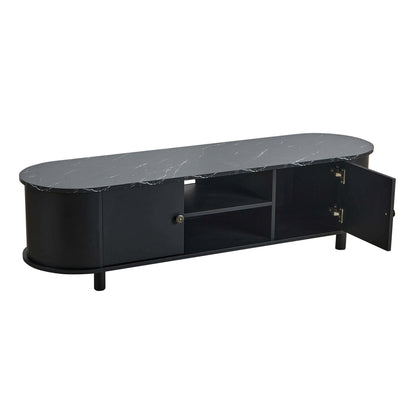 Tilda Tv Unit for TVs up to 65" - Black/Marble Top - DUSK
