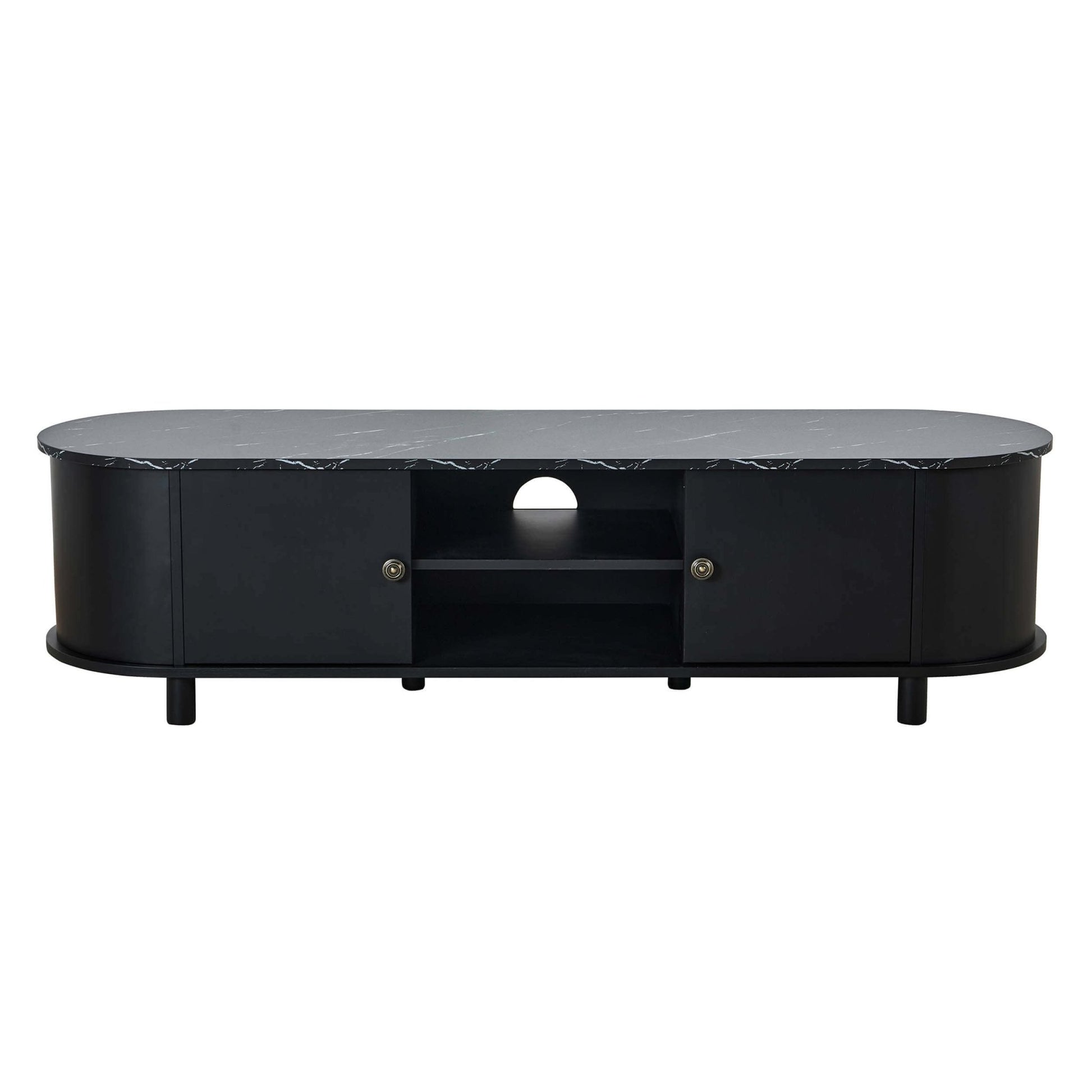 Tilda Tv Unit for TVs up to 65" - Black/Marble Top - DUSK